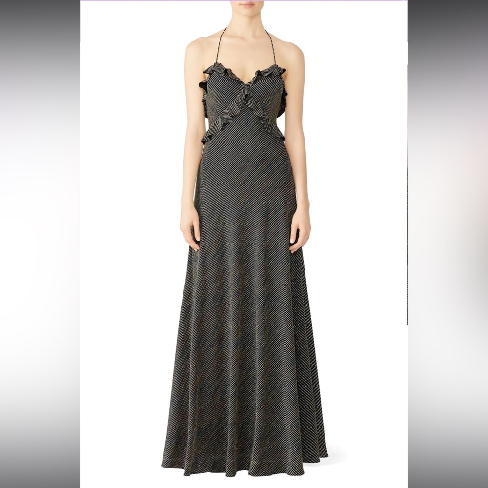 Jill Stuart Metallic Rainbow Stripe Gown Halter Top Sz 10